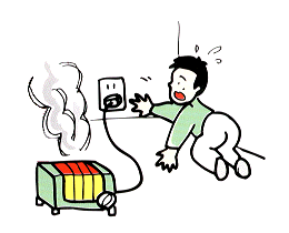 電気ストーブから火