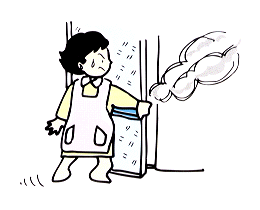風呂場から火