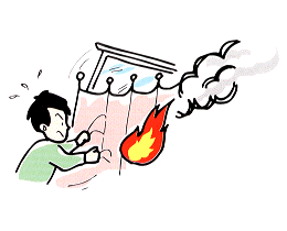 カーテンから火
